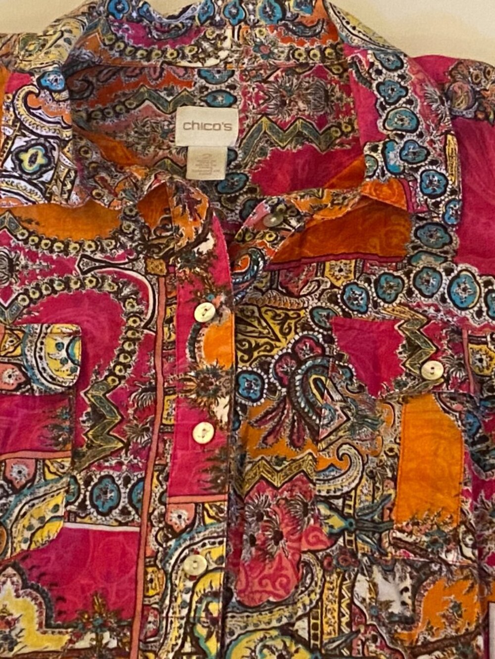 Womens colorful Chicos size 2 button down shirt - large/12